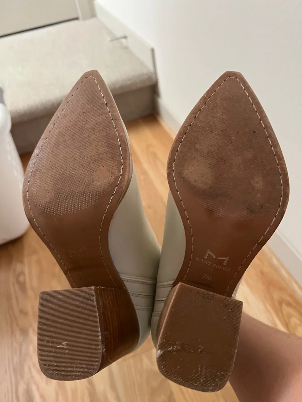 Marc Fisher ivory leather boots, size 7